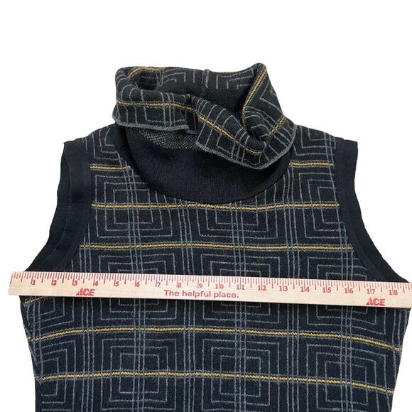 A. Ida Wool Blend Sweater Dress Women's Size Large Black/Yellow Geometric Plaid - Picture 8 of 8